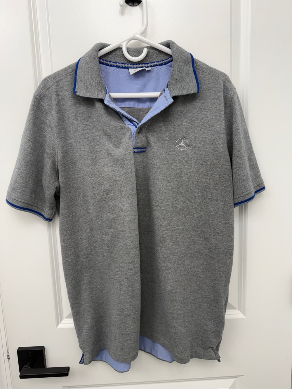 Mercedes Benz Men’s Grey Polo Shirt with Blue Trim